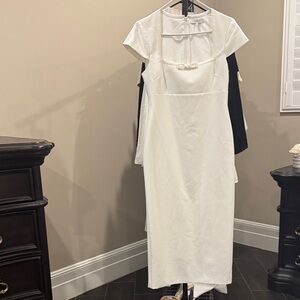 Likely Cream Midi Dress with Bow Detail